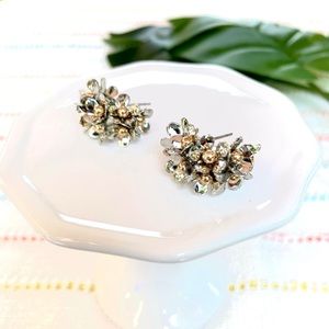 Silver with Gold Flower Huggie Hoop Earrings | NWT | Lightweight | Floral Hoops